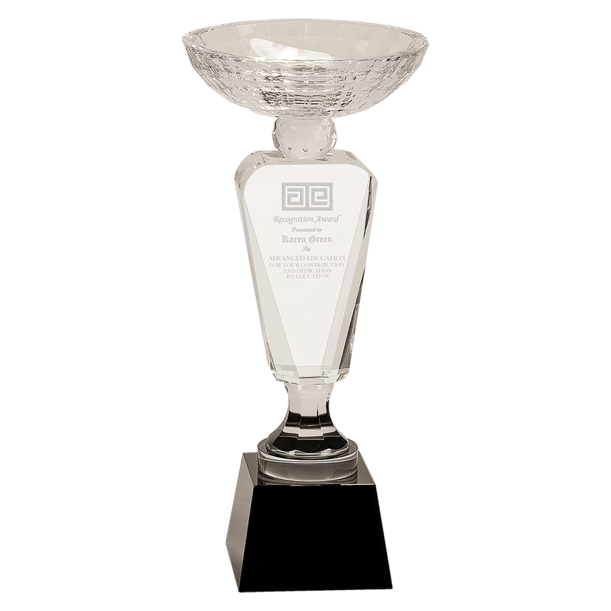 12 Clear Optic Crystal Cup With Black Pedestal Base - Award - Custom Crafting Alliance, LLC