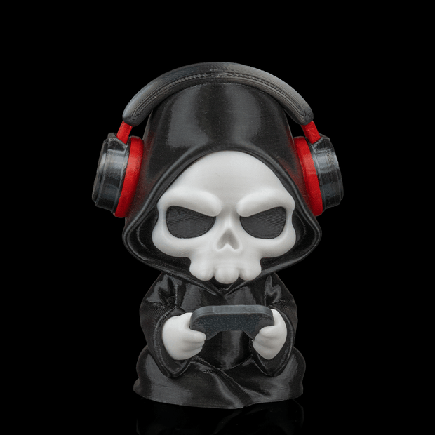 Press F - Gamer Grim Reaper Figurine (3D Printed, Multi Color or DIY)